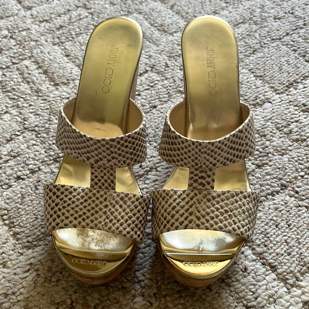 Jimmy Choo exotic leather wedges size 37.5
